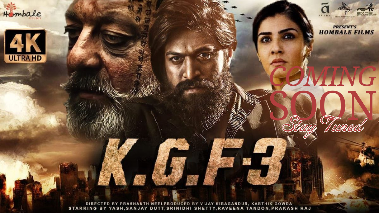 KGF 3 movie poster showing the main character in a powerful pose, hinting at a thrilling storyline.