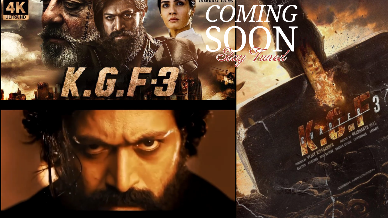 KGF 3 movie poster showing the main character in a powerful pose, hinting at a thrilling storyline.